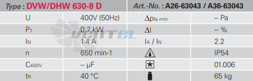 Rosenberg DHW 630-8 D - описание, технические характеристики, графики